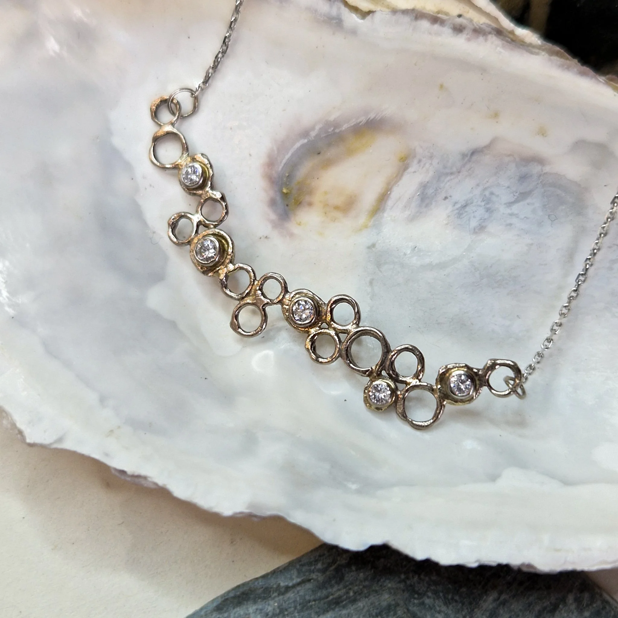 18ct White Gold Molten Links Bubble Necklace. Erin Cox